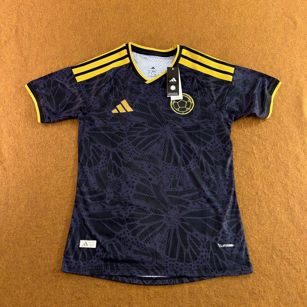 Adidas Women Large Purple Yellow Butterfly Colombia Away Soccer Jersey